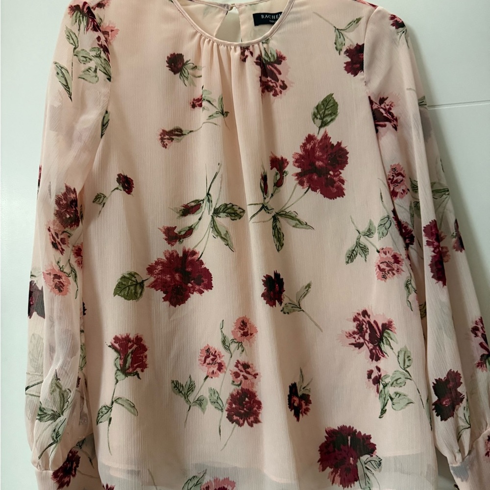 Floral Print Blouse - Pink and Green